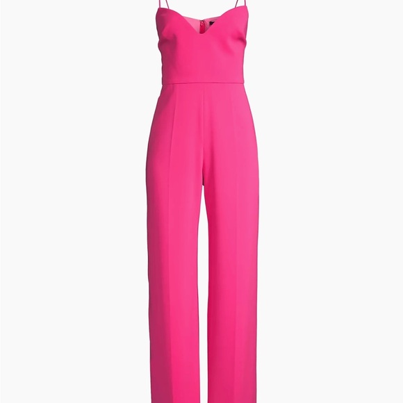 Jay Godfrey Bubblegum Barbie Pink Plunge Finley Jumpsuit Wide Leg Revolve - Picture 3 of 9